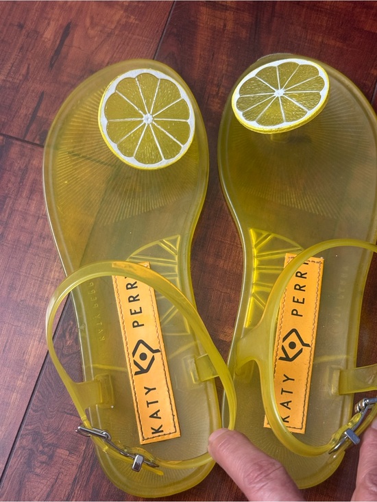 Katy Perry Collections Shoes - Katy Perry Translucent Yellow Jelly Sandals with Lemon Accent